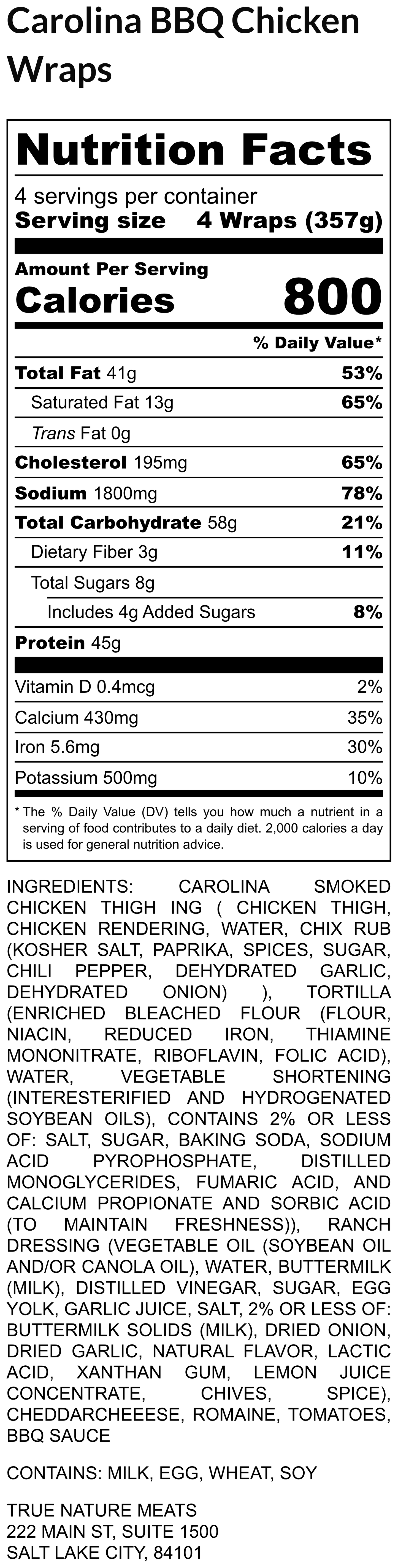 Carolina BBQ Chicken Wraps