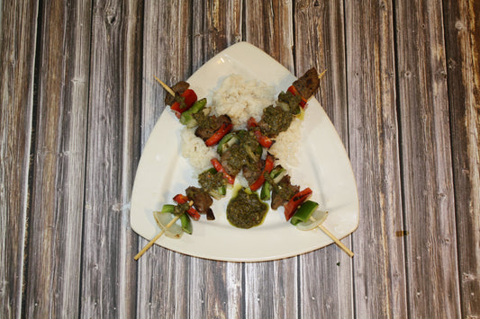 Brazilian Garlic Steak Skewers